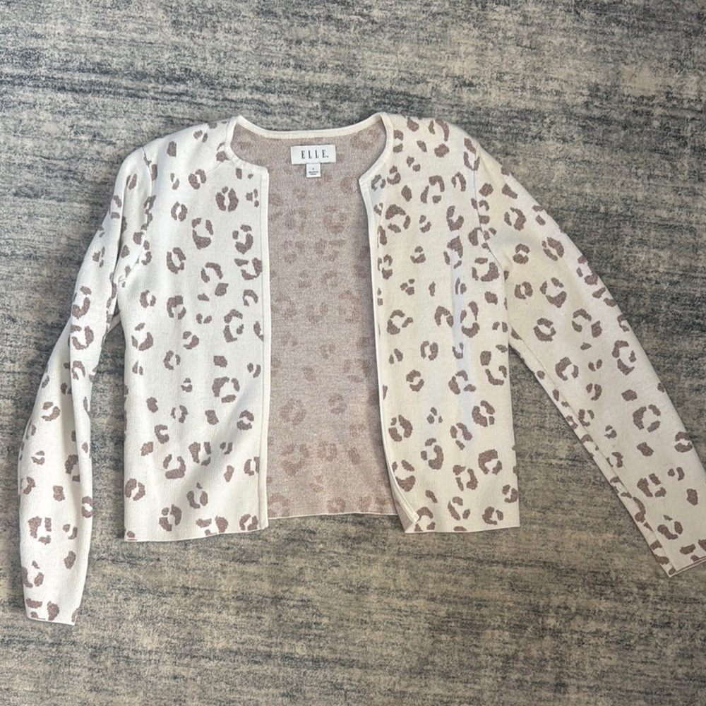 Elle Cream and Brown Animal Print Cardigan